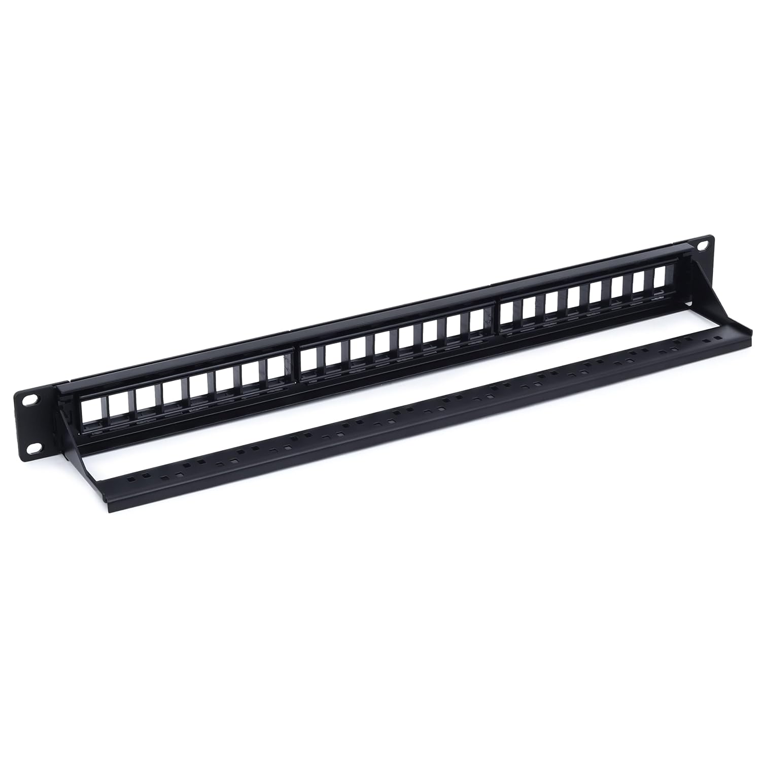 BOXNUBE Cat6 Modular Patch Panel 24-Port with RJ45 Keystone Jacks | 1U, Cable Management Bar, T568A/B Compatible, for 19