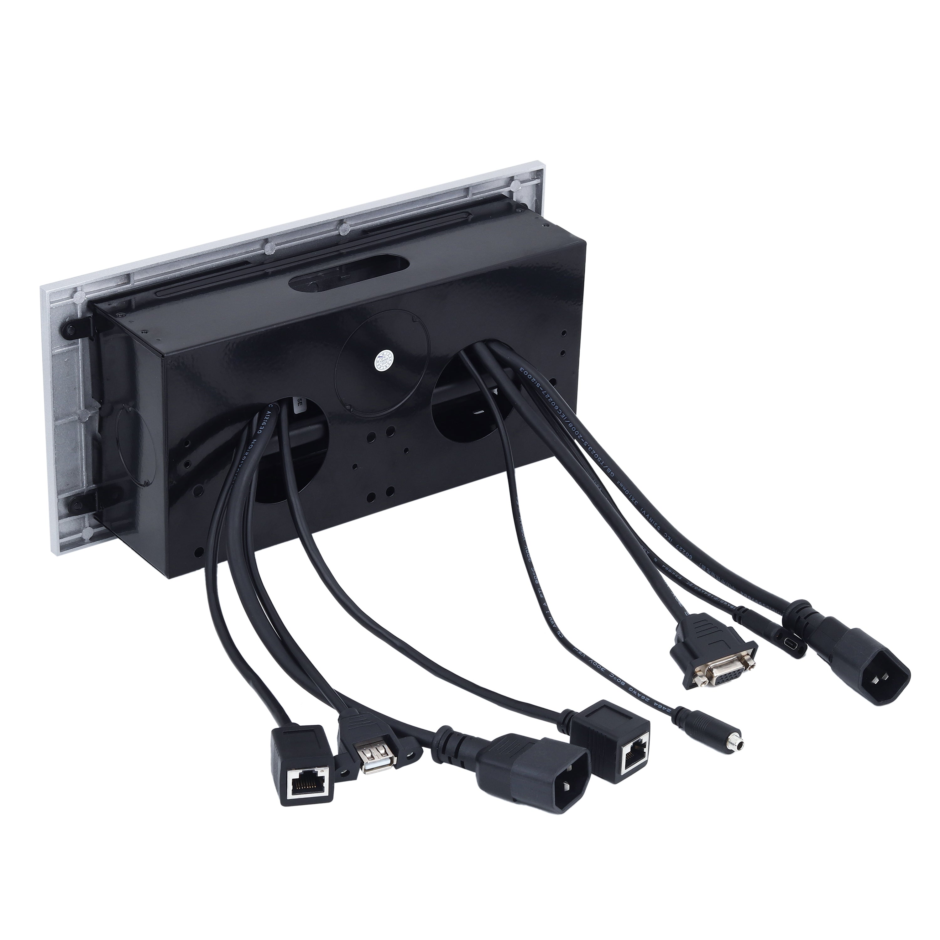 BOXNUBE Hydraulic Pop Up Box Cable Cubby with HDMI, VGA, Audio, LAN, USB A, USB Type C & Power Ports