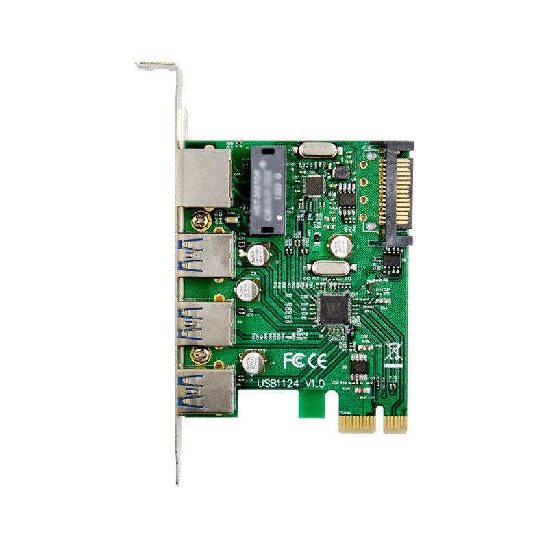 BOXNUBE 3 Port USB 3.0 + 1 Port Gigabit Ethernet Lan PCI-E Card | 3 x USB A 3.0, 1 x GE RJ45 Lan Ports