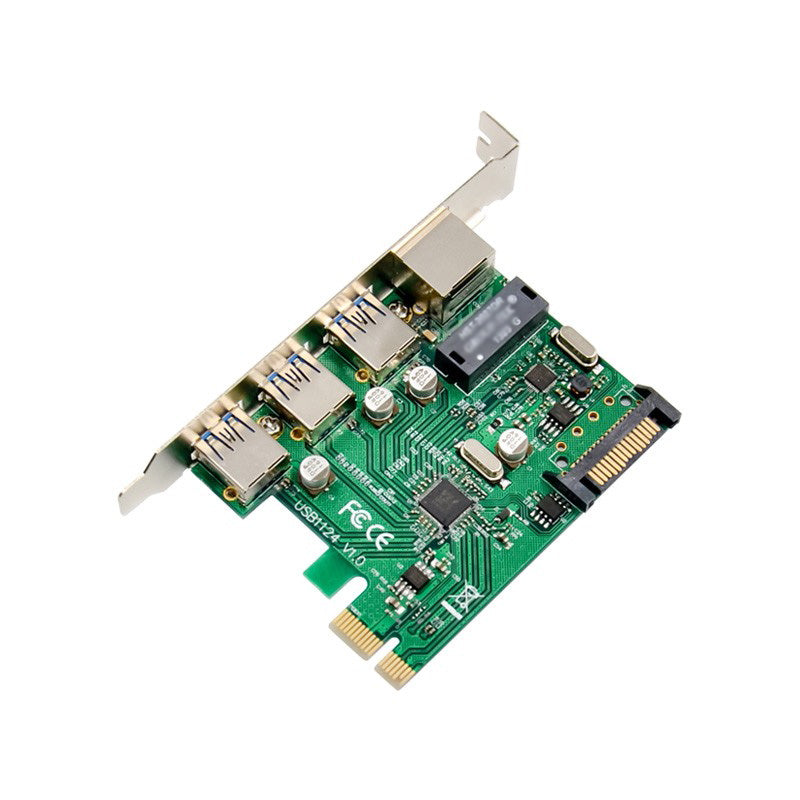 BOXNUBE 3 Port USB 3.0 + 1 Port Gigabit Ethernet Lan PCI-E Card | 3 x USB A 3.0, 1 x GE RJ45 Lan Ports
