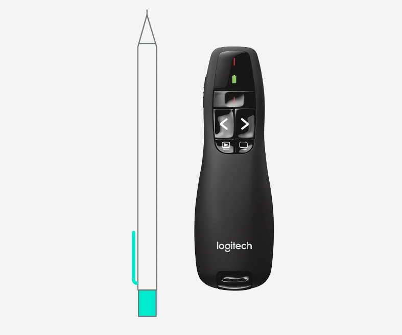Logitech R400 Wireless Laser Presenter for Projector | Red Laser Pointer, 15M Range, Presentation Remote