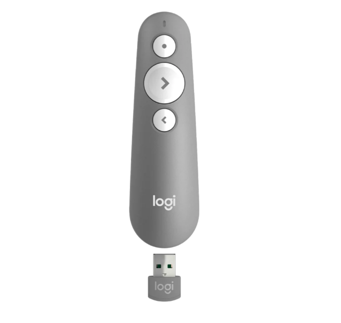Logitech R500 Bluetooth & Wireless Laser Presenter for Projector | Red Laser Pointer, 20M Range, Dual Connectivity Presentation Remote