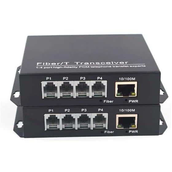 BOXNUBE RJ11 Telephone Line + Ethernet Fiber Extender 4 Channel/Pair 4P Fiber Optic Converter RJ11 to Fiber Box
