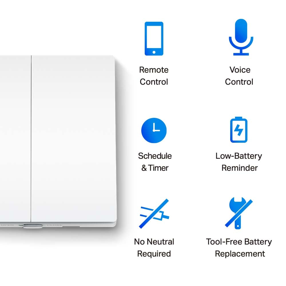 TP-Link Tapo S220 Smart Light Switch IOT, 2-Gang 1-Way, Voice Control, Hassle-Free Installation