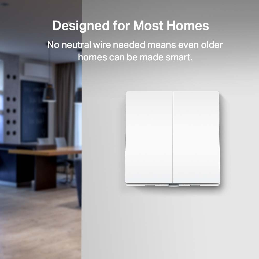 TP-Link Tapo S220 Smart Light Switch IOT, 2-Gang 1-Way, Voice Control, Hassle-Free Installation