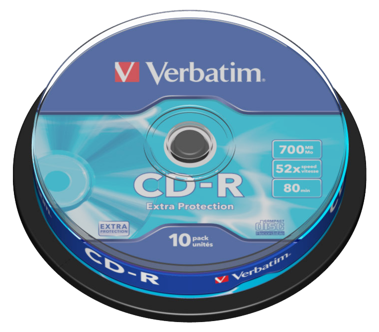 Verbatim CD-R 700MB Recordable Blank CD Disc Spindle 52x Speed (Pack of 10) Part No. 43437