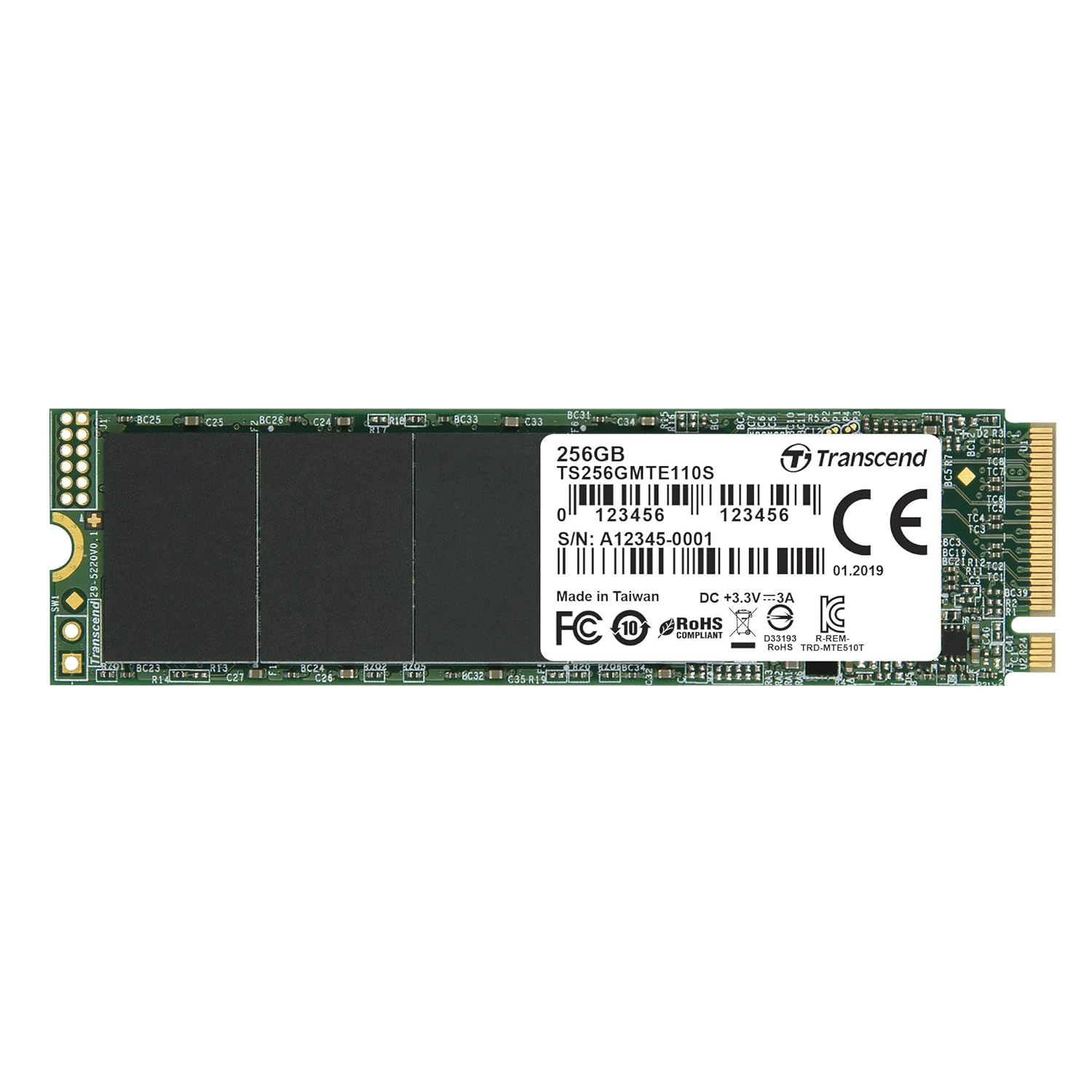 Transcend 110S NVMe PCIe Gen3 x4 Internal SSD M.2 2280 | Sequential Read/Write Up to 2,500/1,700 MB/s | 256GB/512GB/1TB/2TB