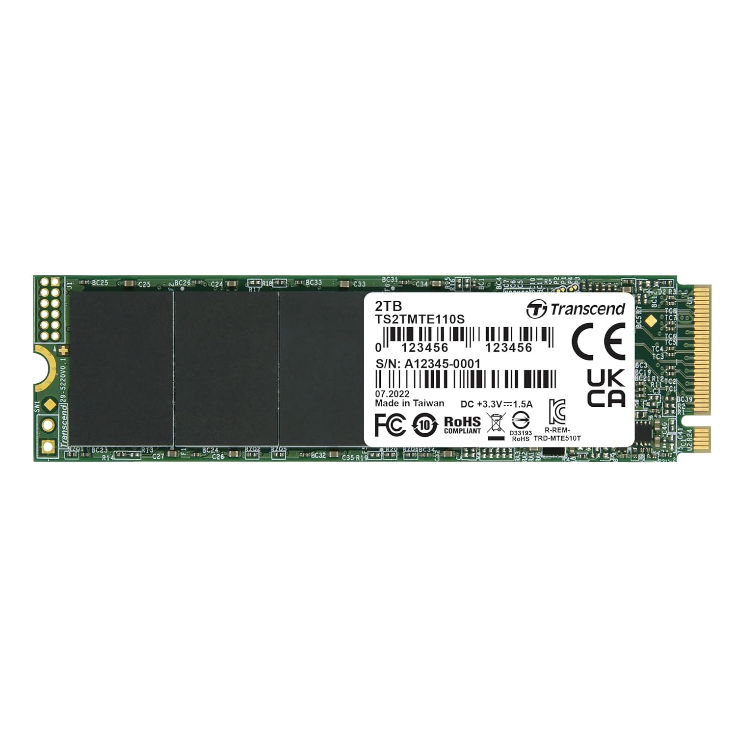 Transcend 110S NVMe PCIe Gen3 x4 Internal SSD M.2 2280 | Sequential Read/Write Up to 2,500/1,700 MB/s | 256GB/512GB/1TB/2TB