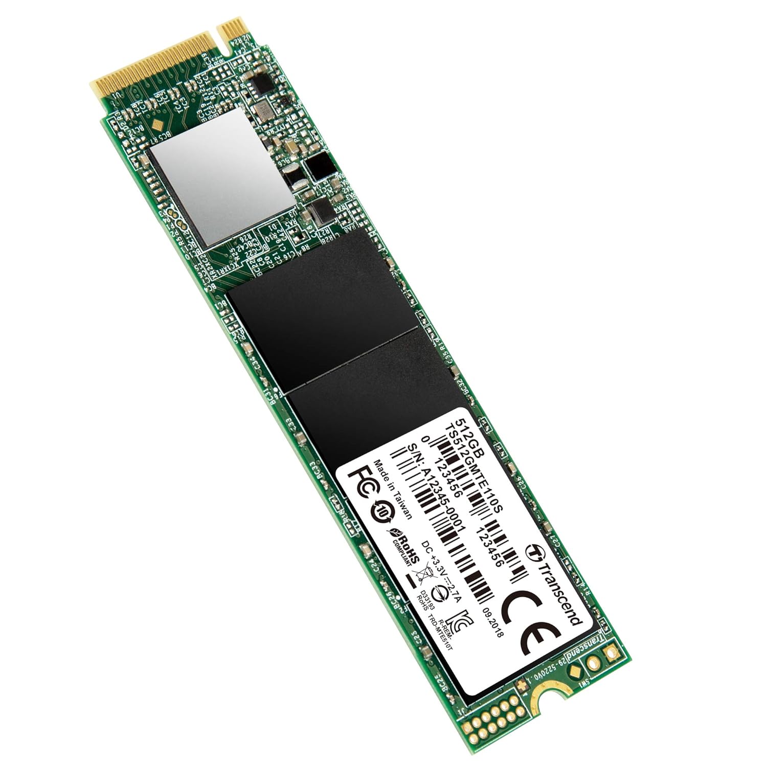 Transcend 110S NVMe PCIe Gen3 x4 Internal SSD M.2 2280 | Sequential Read/Write Up to 2,500/1,700 MB/s | 256GB/512GB/1TB/2TB