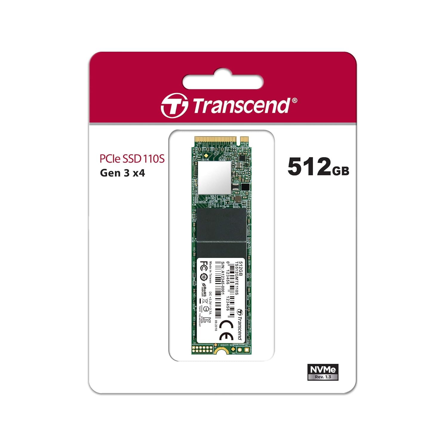 Transcend 110S NVMe PCIe Gen3 x4 Internal SSD M.2 2280 | Sequential Read/Write Up to 2,500/1,700 MB/s | 256GB/512GB/1TB/2TB