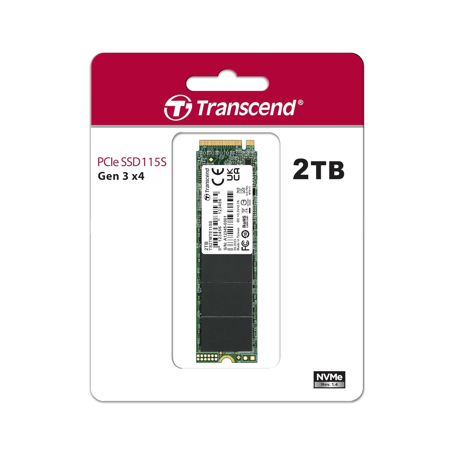 Transcend 115S M.2 NVME SSD 2280 PCIe Gen3x4 3D NAND Flash | Sequential Read Speed Upto 3200 MB/s