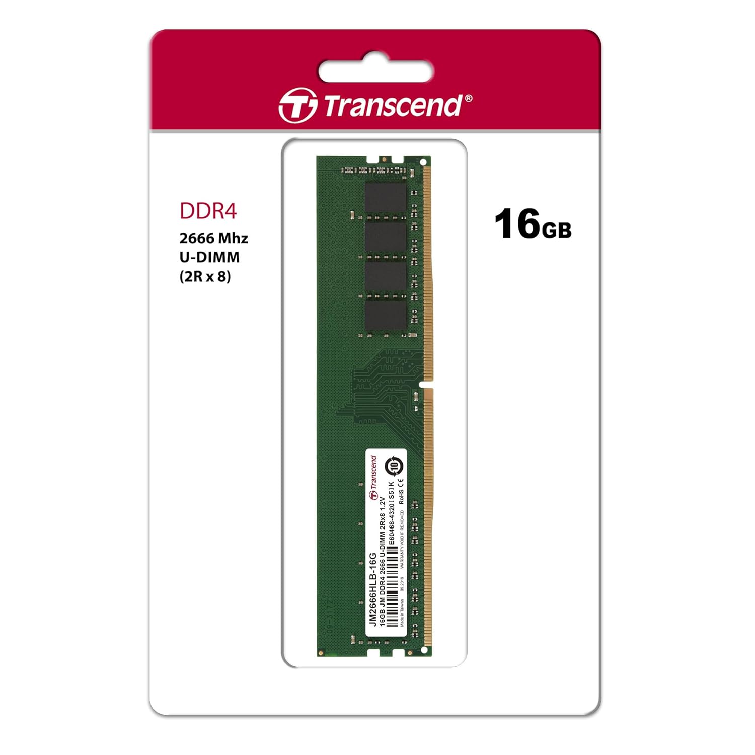 Transcend JetRam Memory DDR4 2666MHz U-DIMM Desktop RAM | 2Rx8, CL19, 1.2V | 16GB, 32GB