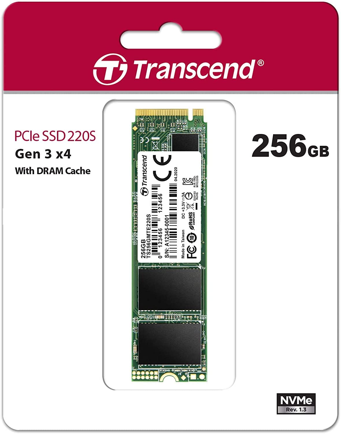 Transcend 220S M.2 NVME SSD 2280 PCIe Gen3x4 3D NAND Flash DRAM Cache | Sequential Read Speed Upto 3500 MB/s