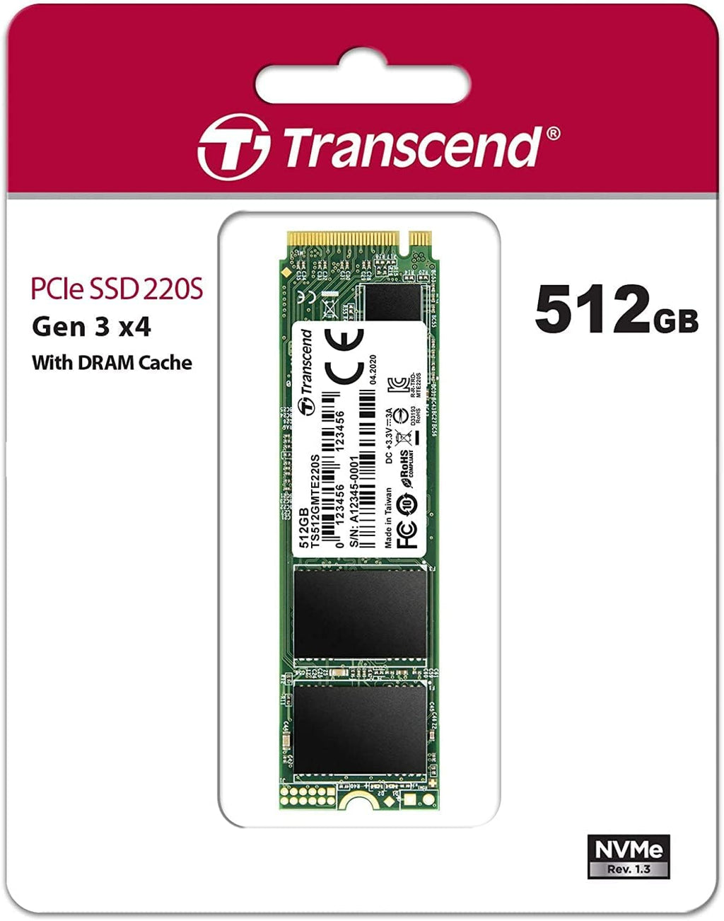 Transcend 220S NVME SSD 2280 PCIe Gen3x4 3D NAND Flash DRAM