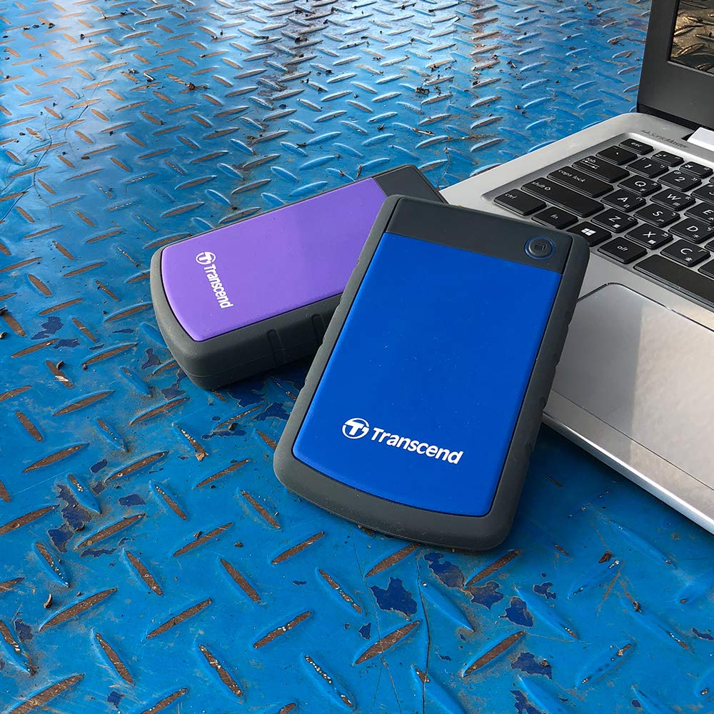 Transcend Portable Hard Drive StoreJet 25H3P 25H3B USB 3.1 Gen 1 | Excellent anti-shock protection| One touch auto backup | 1TB 2TB 4TB