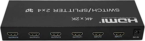 BOXNUBE HDMI 2x4 Matrix + Audio Extractor HDMI Switch Splitter Converter Switcher with Remote Control 2 in 4 Out 3D 1080p