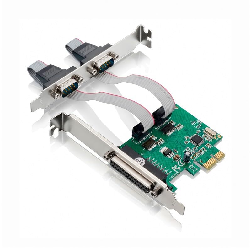 BOXNUBE PCI-E 2 Port Serial + 1 Port Parallel Internal Expansion PCI Express Card PCIe x1, WCH382L Chipset