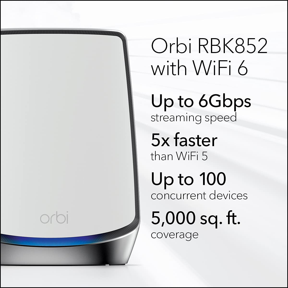 Netgear Orbi Whole Home Tri-Band Mesh Wi-Fi 6 System (RBK852) – Router with 1 Satellite Extender