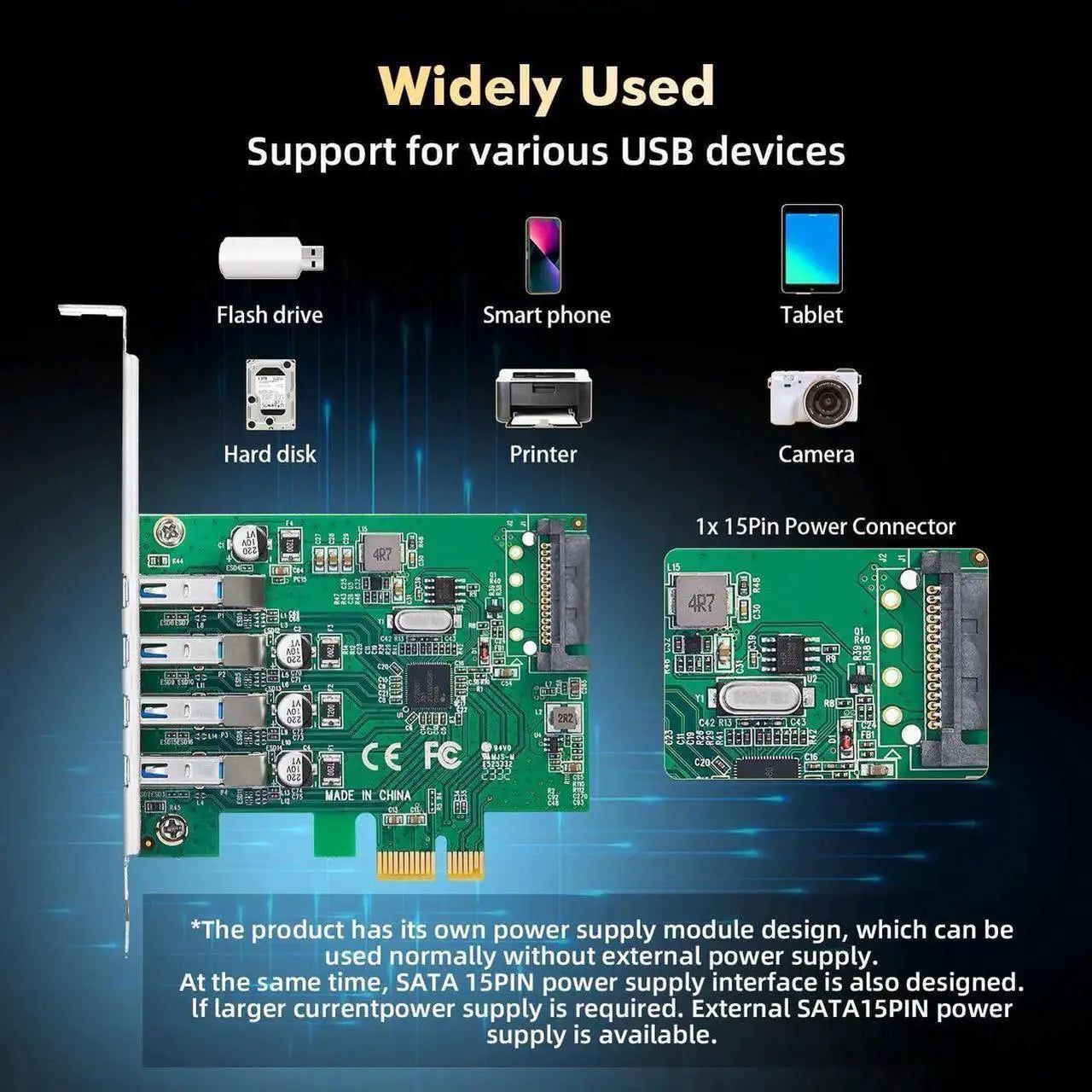 BOXNUBE PCIe USB 3.0 Card 4 Port | VIA Chipset PCI Express Expansion Card | 5Gbps High-Speed USB Add-On Card with Low Profile Bracket