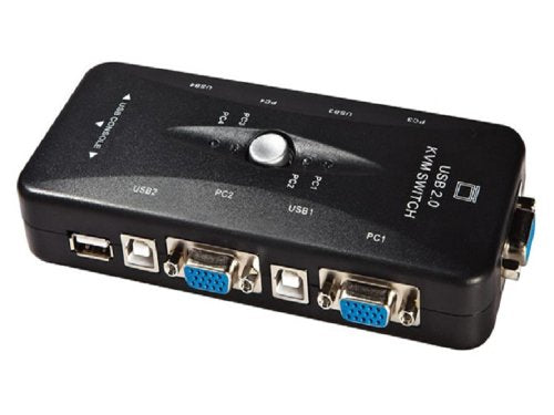 BOXNUBE 4 Port USB 2.0 KVM Switch Box with 4 KVM Cables to Control up to 4 Computers for Computer Sharing Video Mouse Keyboard Monitor