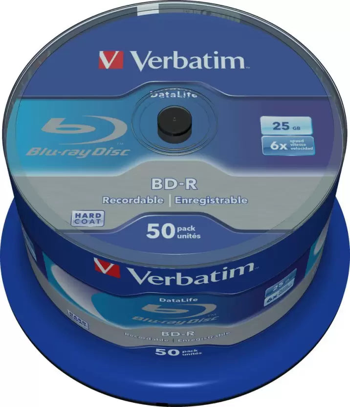 Verbatim BD-R 25GB Blu-ray Recordable Disc (Pack of 50 Disc) Spindle 43838