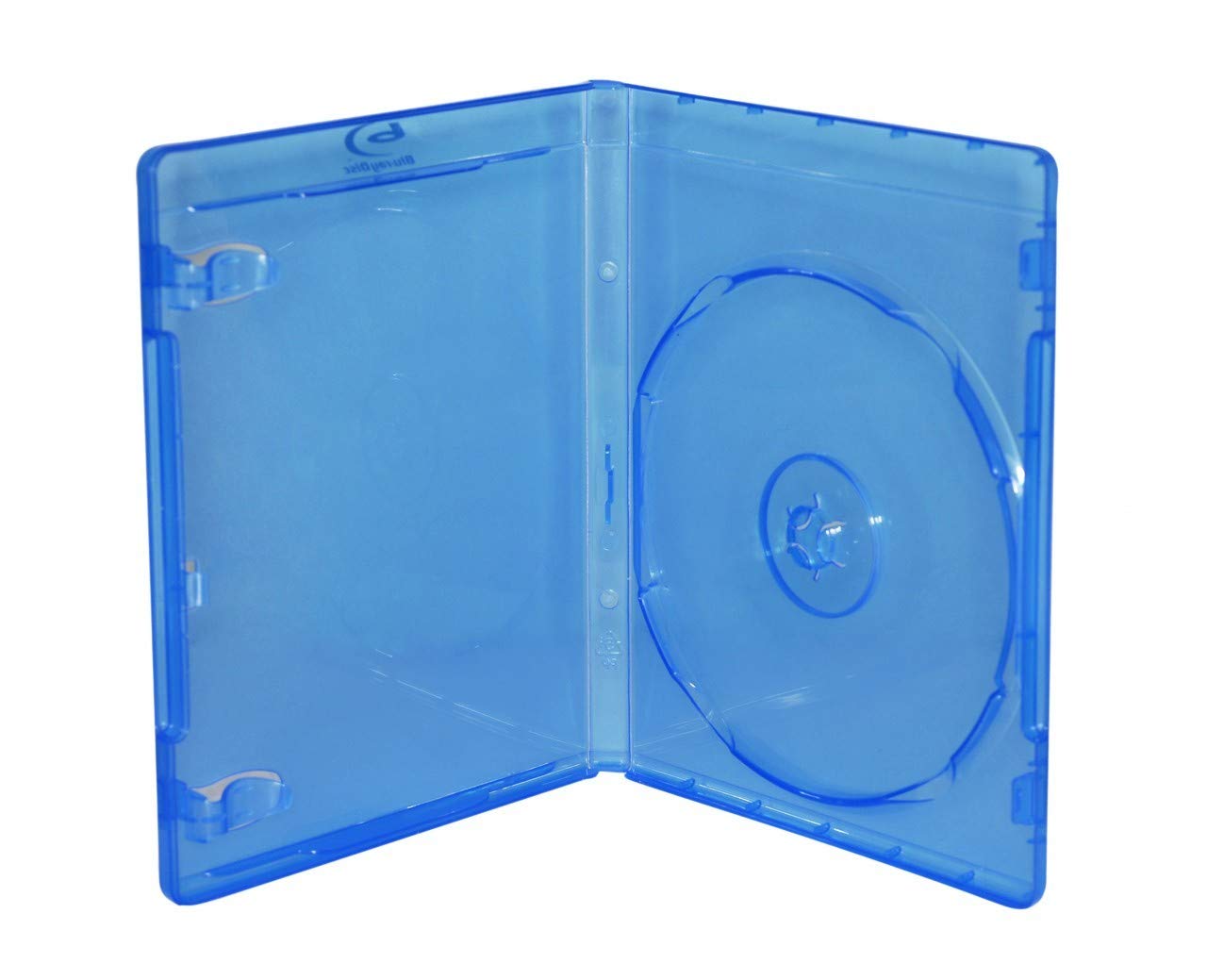 BOXNUBE PVC 11mm Blue Clear Single Disc Blu-Ray Cases with Outer Clear Sleeve & Silver Logo.