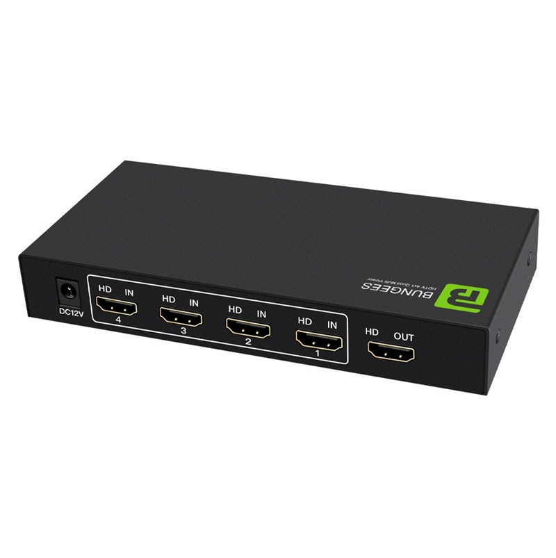 Bungees 4x1 HDMI Multi-Viewer, BN-HDMV401, Quad Screen HDMI Switcher, 4 Input 1 Output, Picture-in-Picture (PIP), Full HD 1080p, IR Remote Control