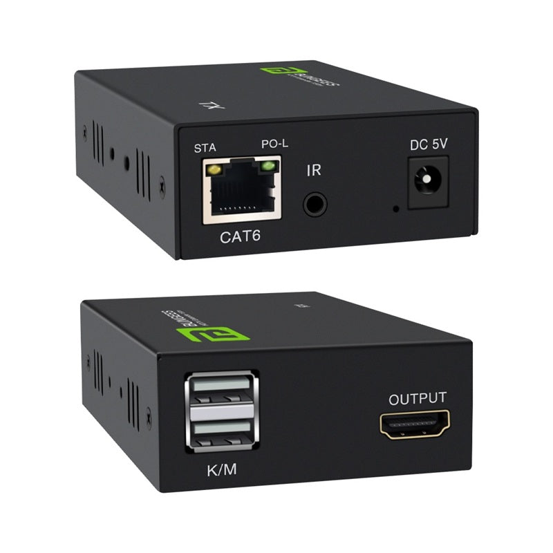 Bungees 150M HDMI KVM Extender with IR, BN-HEX150K-N, Full HD 1080p HDMI Extender over Cat6/Cat5e, USB KVM Control + IR Remote Support