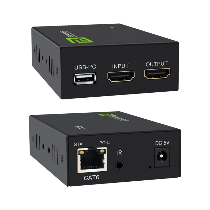 Bungees 150M HDMI KVM Extender with IR, BN-HEX150K-N, Full HD 1080p HDMI Extender over Cat6/Cat5e, USB KVM Control + IR Remote Support