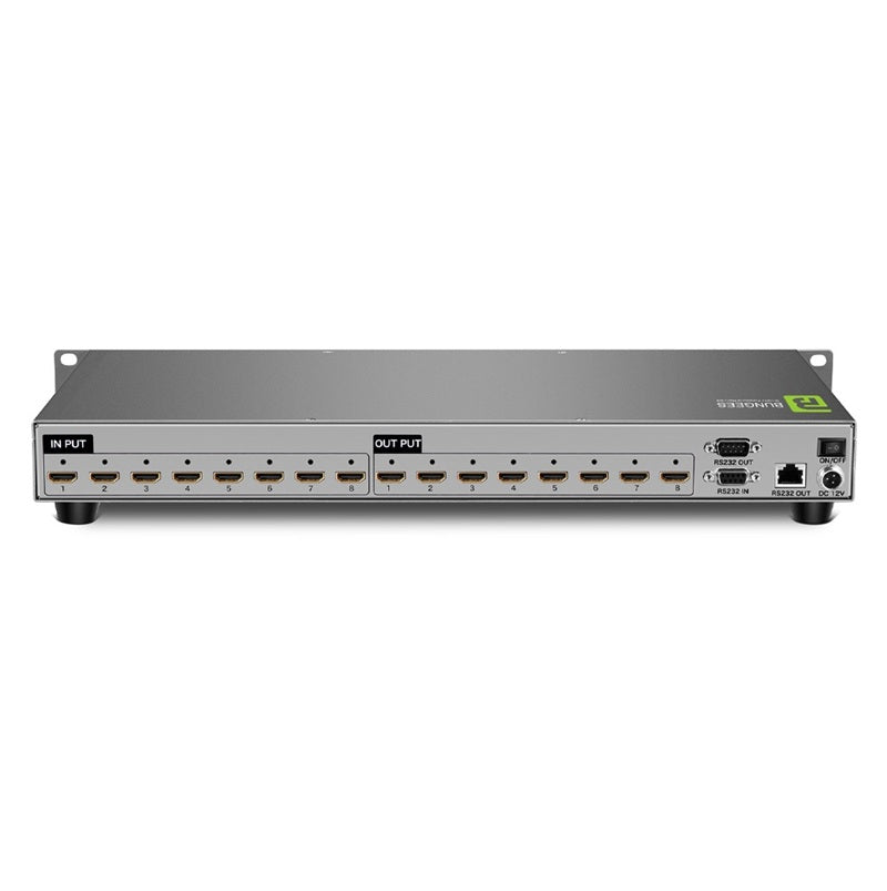 Bungees 8x8 HDMI Matrix Switch 4K@30Hz, BN-HMS0808-4K, 8 Input 8 Output HDMI Matrix Switcher, IR & Front Panel Control, Rack Mount AV Matrix
