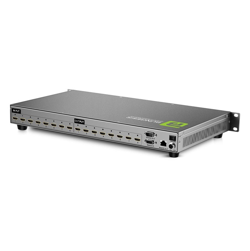 Bungees 8x8 HDMI Matrix Switch 4K@30Hz, BN-HMS0808-4K, 8 Input 8 Output HDMI Matrix Switcher, IR & Front Panel Control, Rack Mount AV Matrix