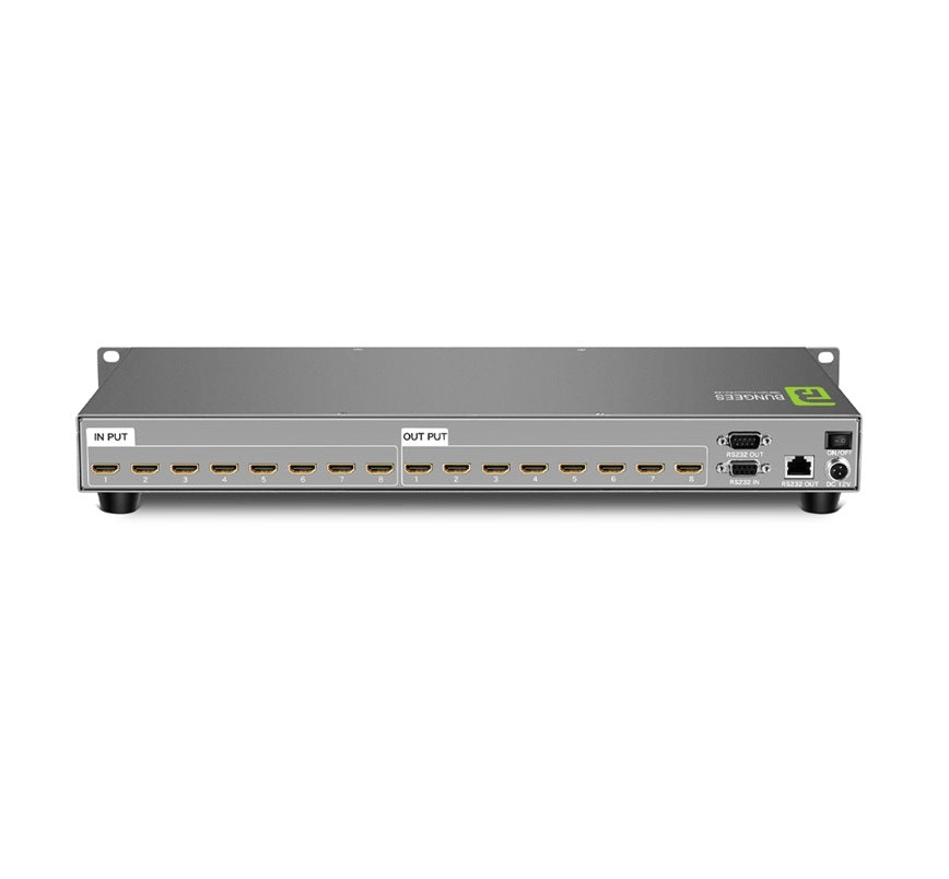 Bungees 8x8 HDMI Matrix Switch 1080p, BN-HMS0808(HD), 8 Input 8 Output HDMI Matrix Switcher, IR & Front Panel Control, Rack Mountable HDMI Splitter Matrix