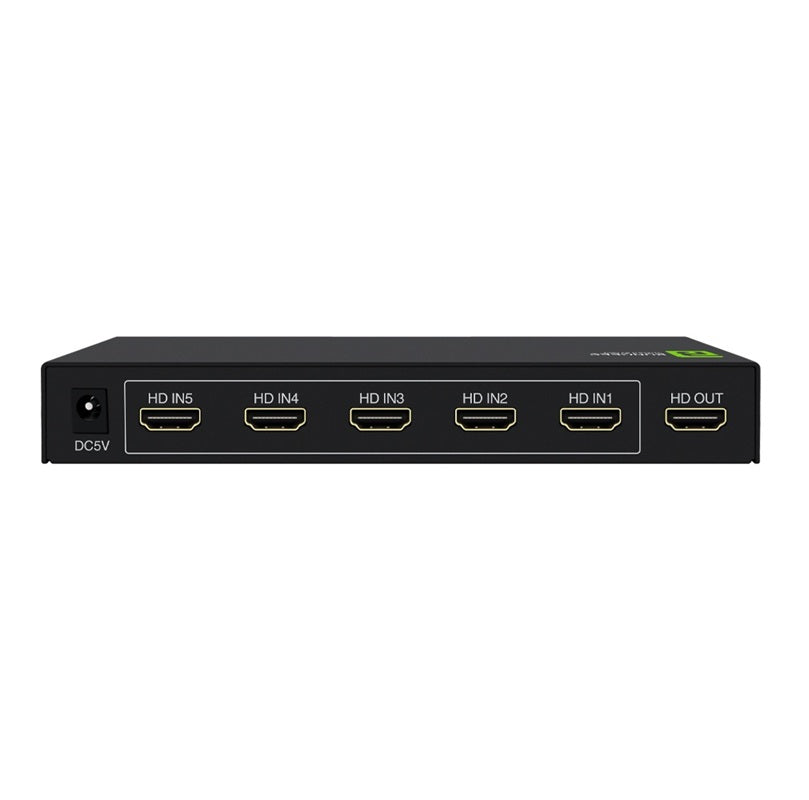 Bungees 4K HDMI Switch 5 Input 1 Output, BN-HS501 HDMI Selector, Ultra HD 4K@30Hz, 5 Port HDMI Switcher for TV, PS5, Xbox, Laptop, Set-Top Box
