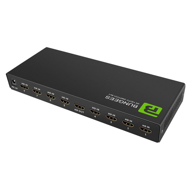 Bungees 4K HDMI Switch 8 Input 1 Output with Timer, BN-HS801 HDMI Selector, Ultra HD 4K@30Hz, 8 Port HDMI Switcher with Remote for TV, PS5, Xbox, Laptop