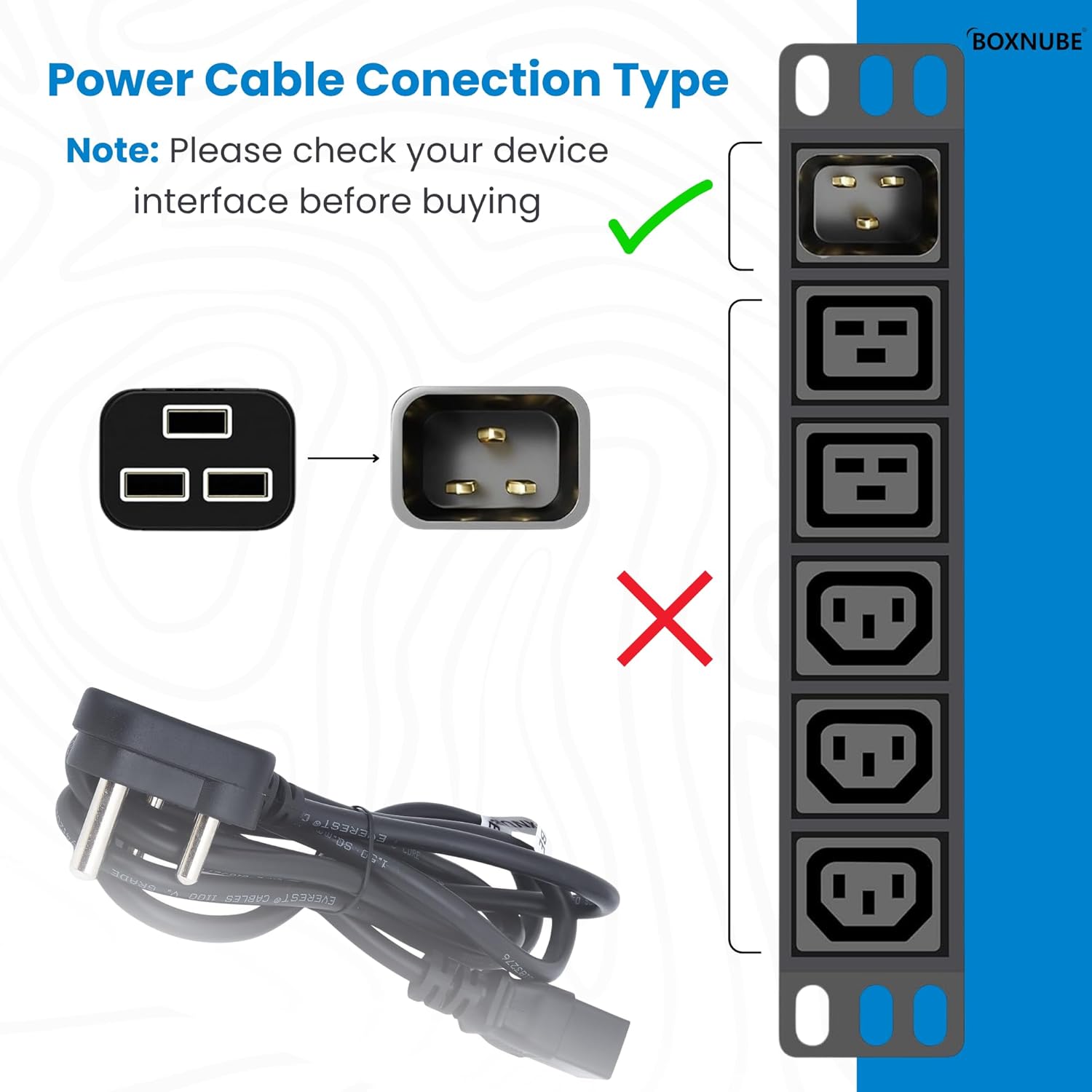 BOXNUBE 16A 250v ISI Mark Server Power Cord Heavy Duty 3 Pin Power Plug for Server, Computers BIS Approved 1.5M