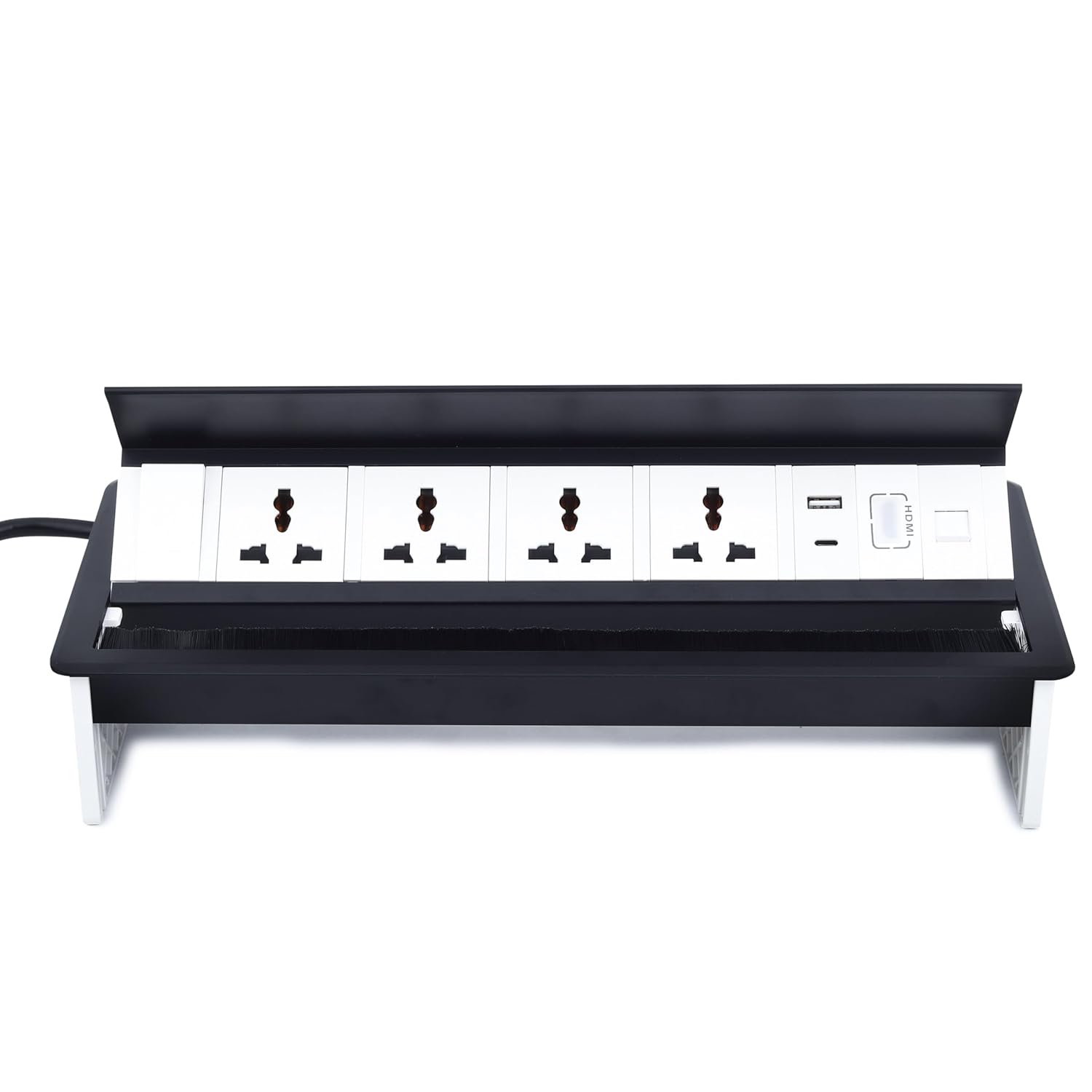 BOXNUBE Fliptop Box Cable Cubby Extension Board with On/Off Switch, Universal Power Socket, LAN, HDMI, USB-A and USB-C Ports