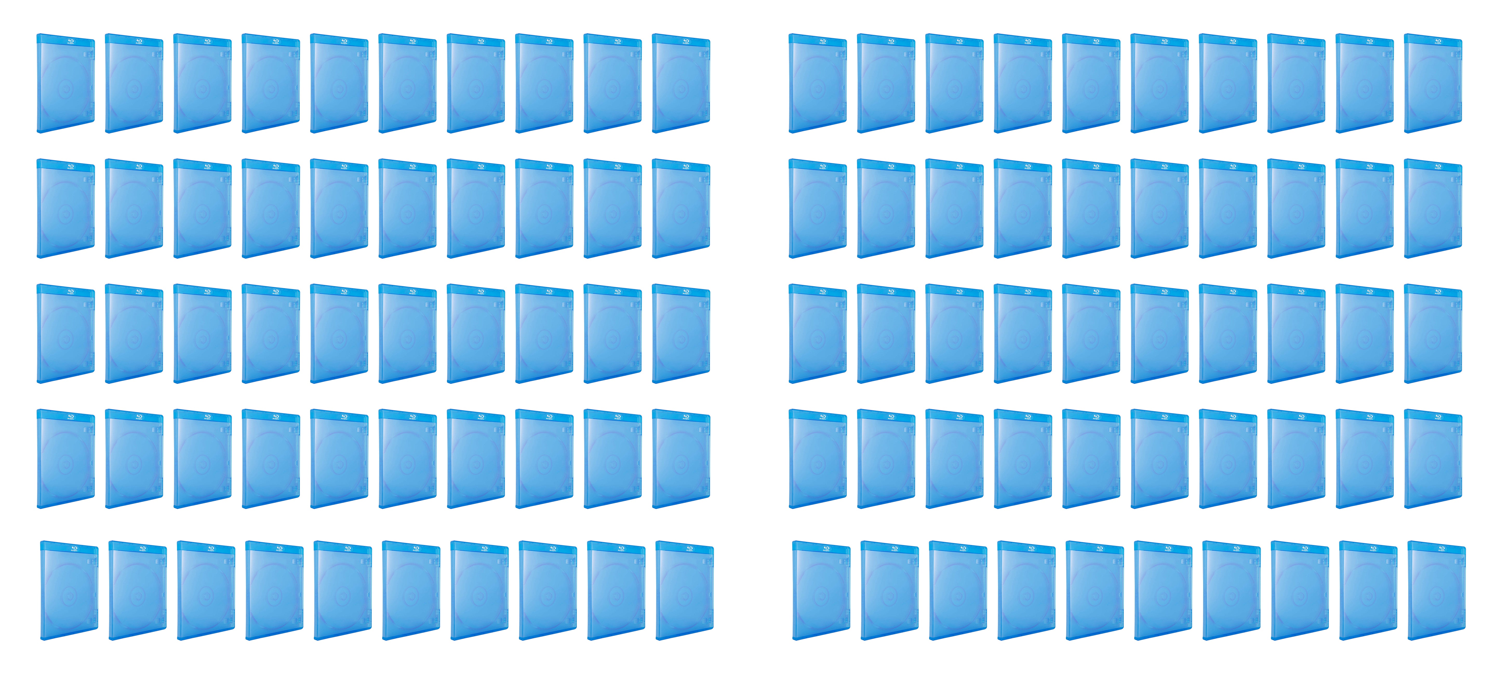 BOXNUBE PVC 11mm Blue Clear Single Disc Blu-Ray Cases with Outer Clear Sleeve & Silver Logo.