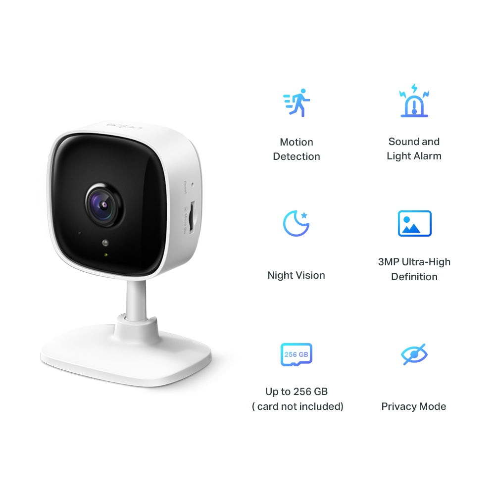 TP-Link Tapo C110 3MP Ultra High Definition Home Security Wi-Fi CCTV Camera | Two-Way Audio | Night Vision| Motion Detection