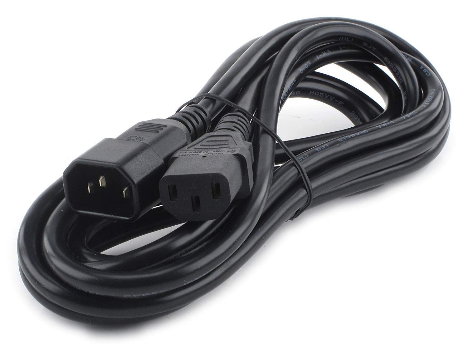 BOXNUBE C13 to C14, 10A, 250V Desktop Computer Network Hub Power Extension Cord Black (PC-C13-C14)