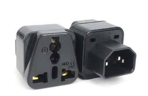 BOXNUBE IEC C14 to Universal 3-Pin Power Plug Adapter | C14 Male to Indian/EU/US Socket Converter for PC, Computer, Server, UPS, Monitor