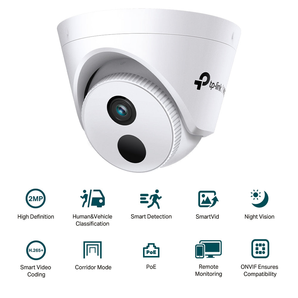 TP-Link VIGI C420I 2MP Full HD IR Turret Network CCTV PoE Camera | Human & Vehicle Classification | Corridor Mode