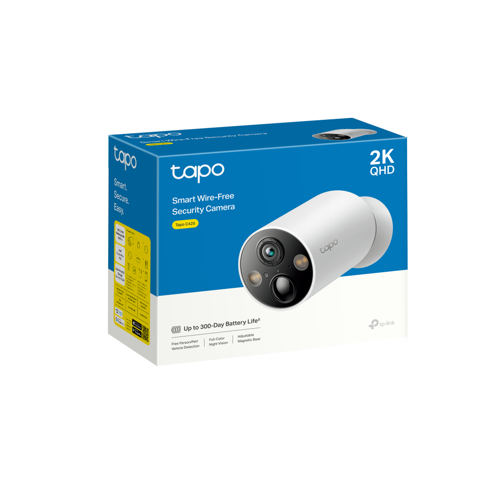 TP-Link Tapo C425 Battery Powered WiFi Camera | Starlight, 2K QHD, Smart AI, Wireless | IP66 Dust & Water Resistant