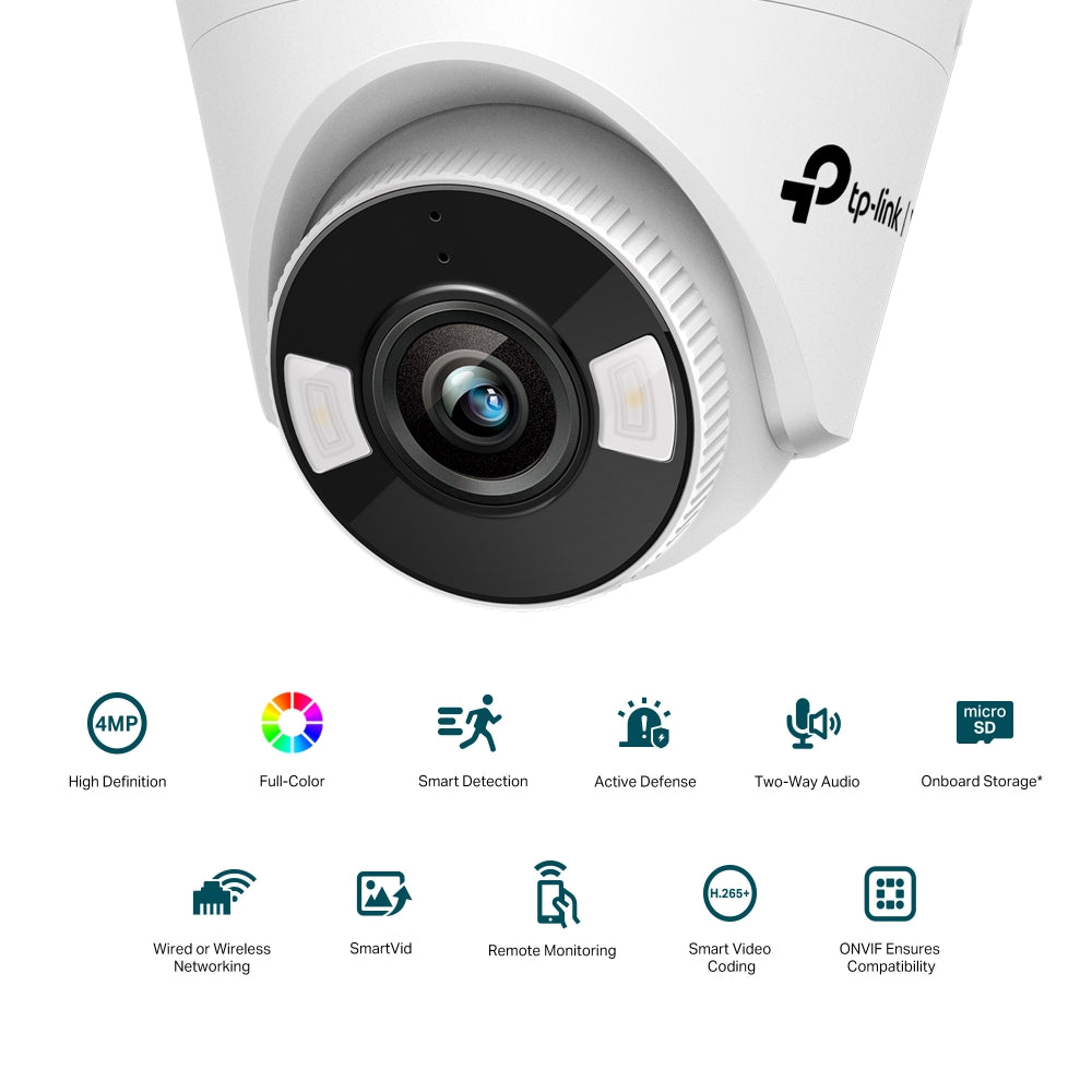 TP-Link VIGI C440-W 4MP Ultra-High Definition Full-Color Wi-Fi Turret Network CCTV Camera | Smart Detection | Two-Way Audio