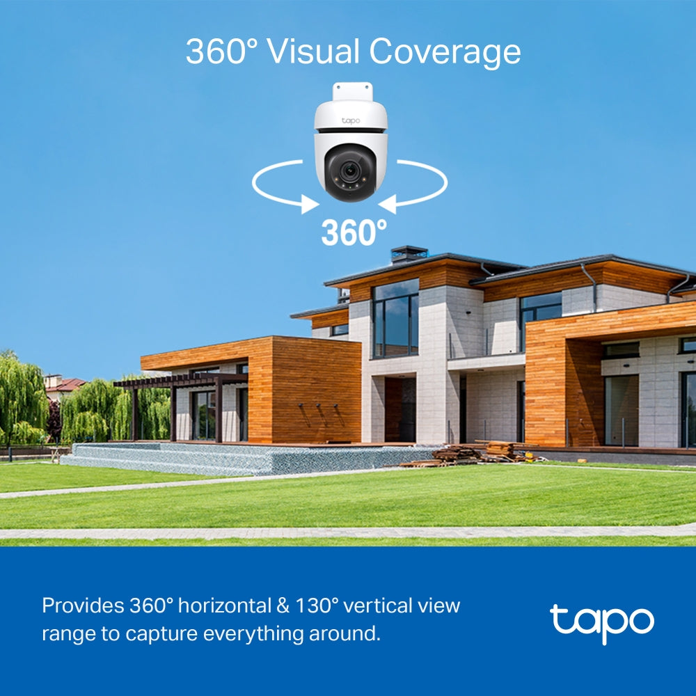 TP-Link Tapo C510W 2K Outdoor Pan/Tilt Security WiFi CCTV Camera | 2-Way Audio | Full-Color Night Vision | Smart Motion Tracking