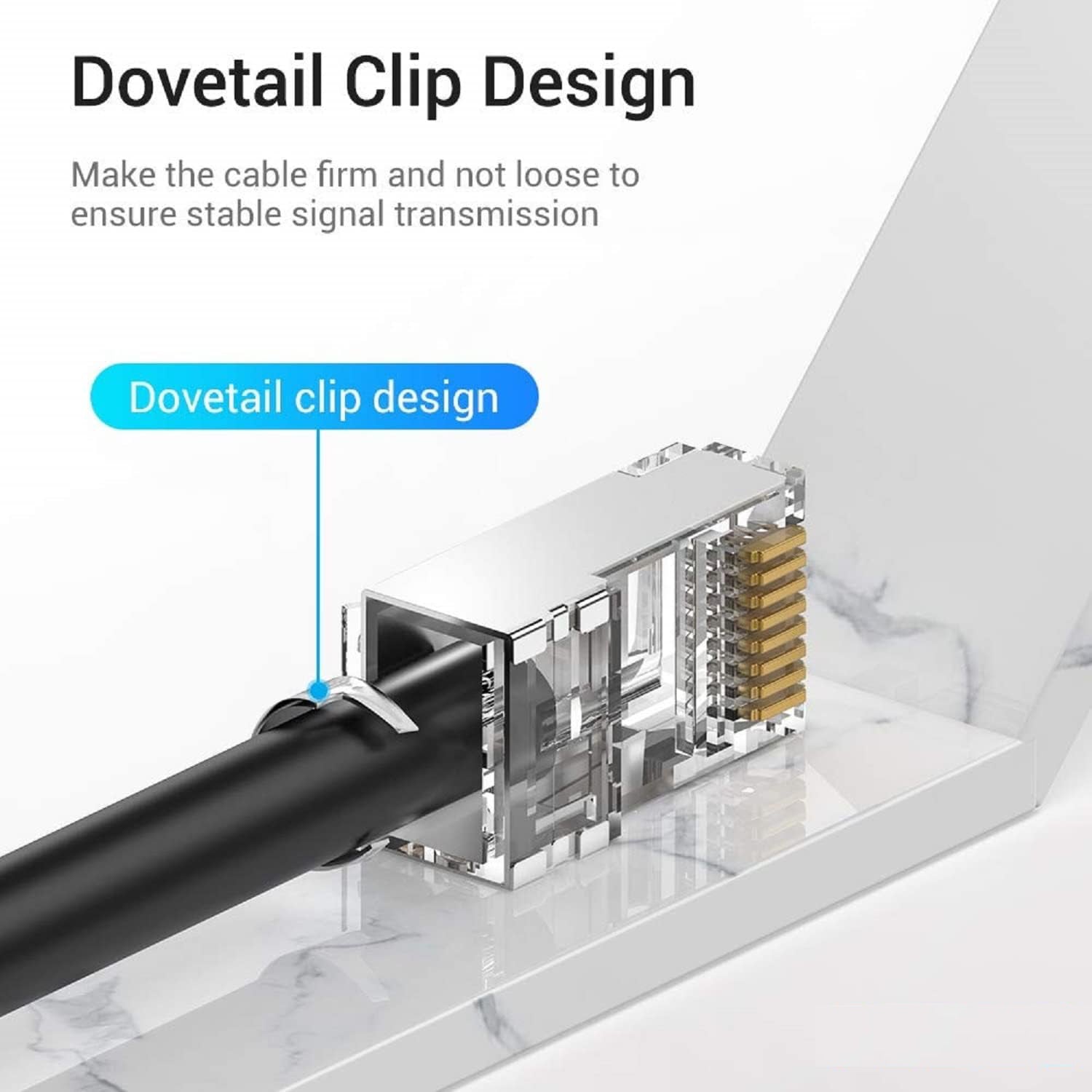 BOXNUBE RJ45 Cat7 Cat6A Crimping Connectors 8P8C Modular Plug 3 Prong Shielded FTP / STP Metal Connector | Dovetail Clip Design