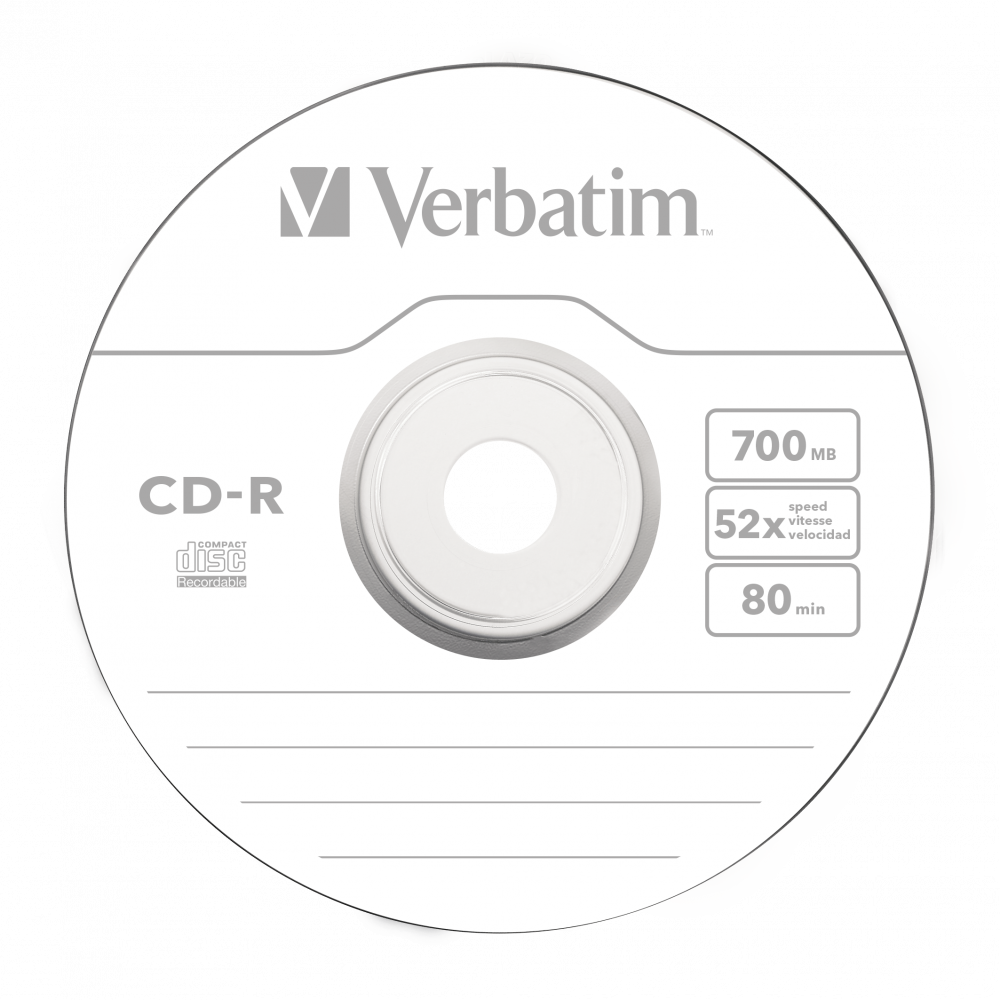 Verbatim CD-R 700MB Recordable Blank CD Disc Spindle 52x Speed (Pack of 10) Part No. 43437
