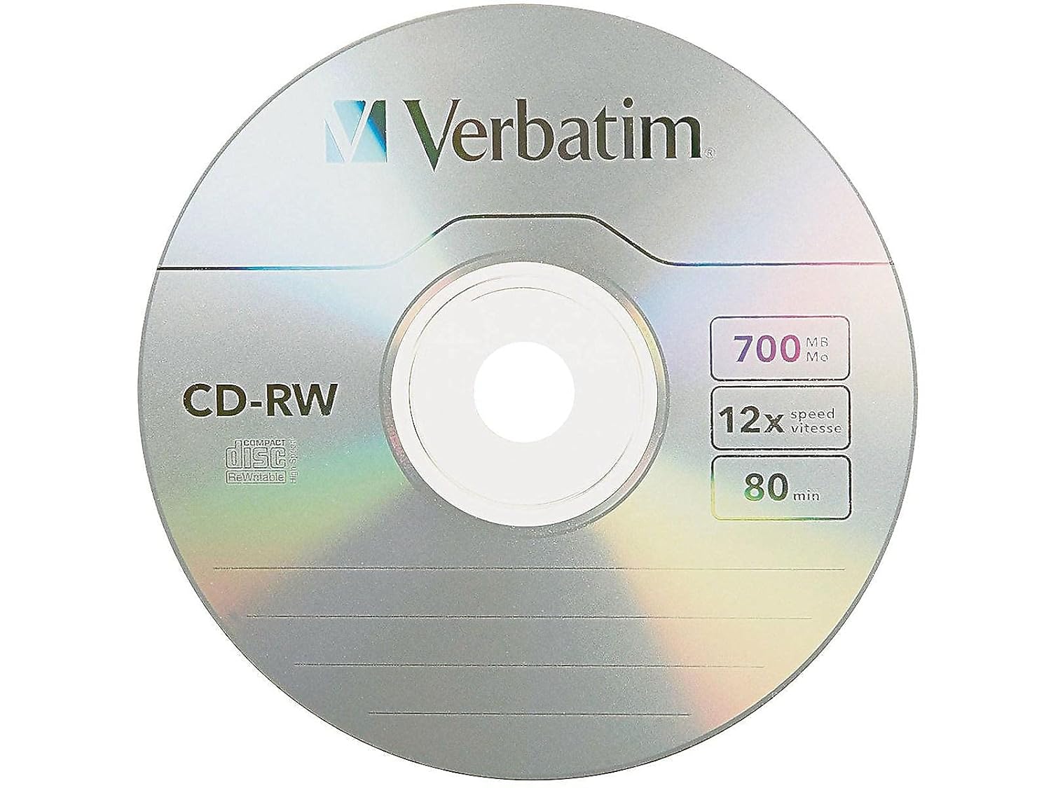 Verbatim CD-RW 700MB 12x Speed CD Rewritable Disc (Pack of 25) 95155