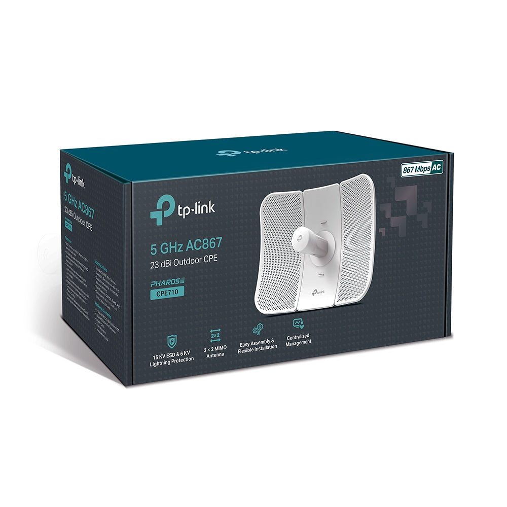 TP-Link CPE710 5GHz AC 867Mbps 23dBi Outdoor CPE Gigabit Lan | High-Gain Directional 2×2 MIMO Antenna