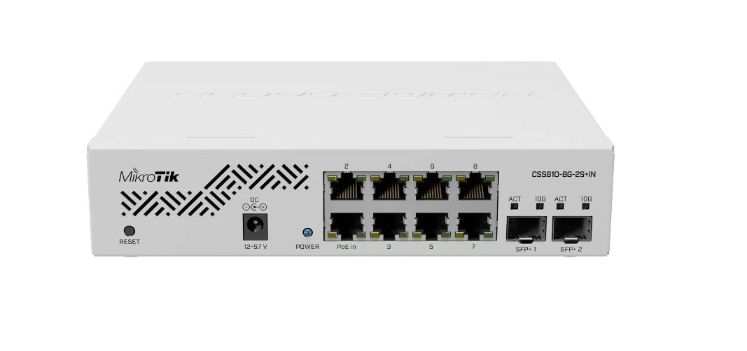 MikroTik CSS610-8G-2S+IN 10 Port Cloud Smart Switch | 8x Gigabit Lan, 2x SFP+ Ports