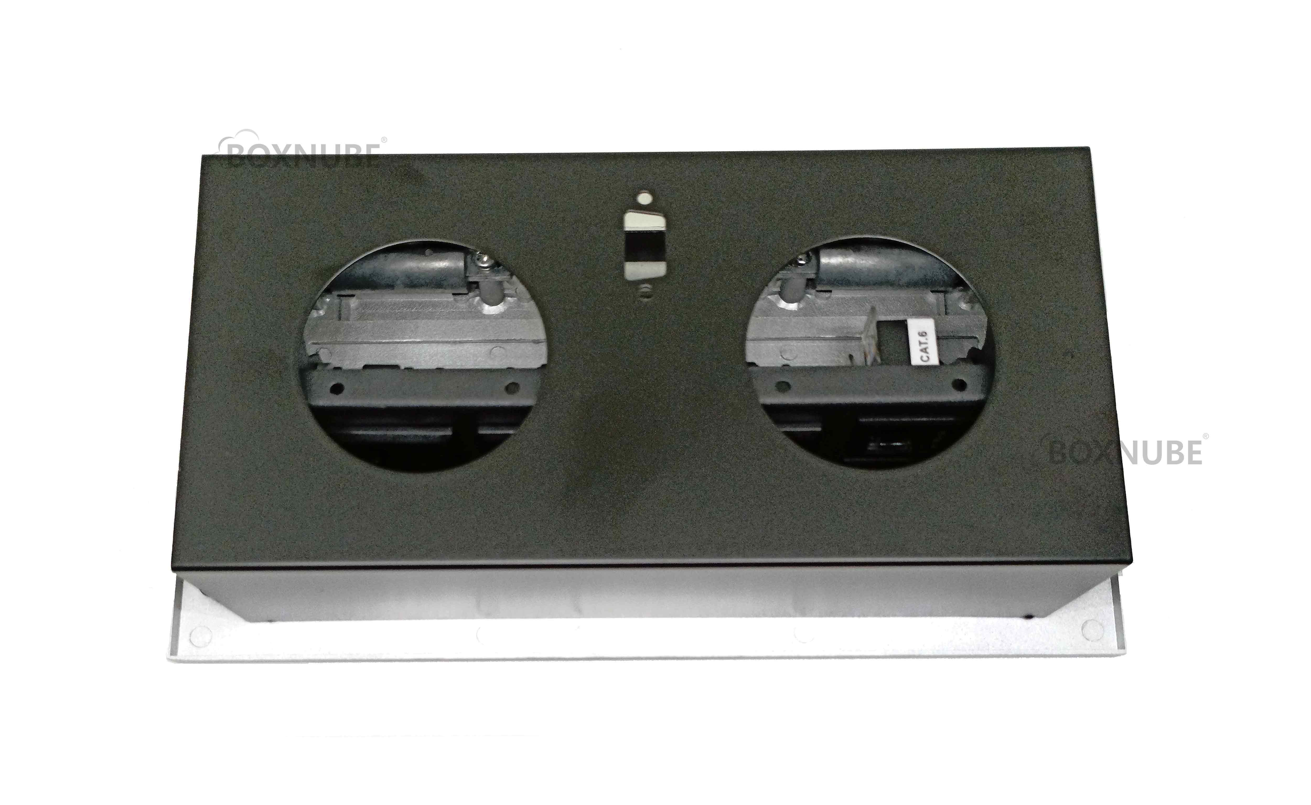 BOXNUBE Hydraulic Pop UP Box Cable Cubby Extension Board with 3 x Universal Power Sockets & 2 x CAT6 LAN Ports (Silver)